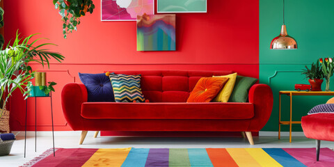 A room showcasing color drenching decor, with walls, furniture