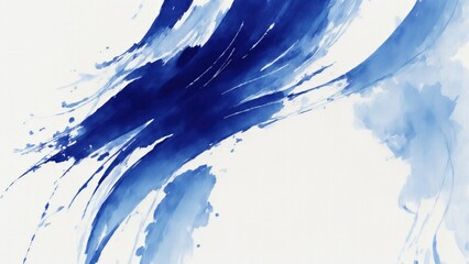 Blue and silver ink brush stroke on paper. Abstract background in Japanese style