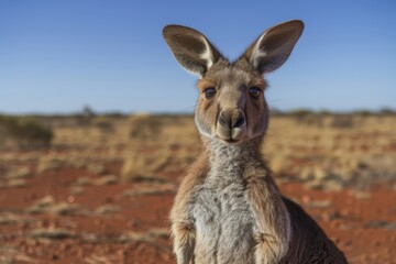 close-up portrait of a curious kangaroo in the australian outback