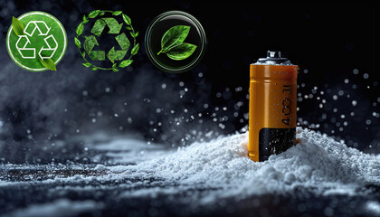 New Sodium-Ion Battery sodium ions lithium environmentally friendly black background copy space