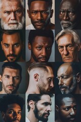 Diverse Men Showcasing Positive Skin Results from RF Lifting - Collage for Skincare Promotion