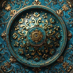 Fototapeta premium Ornate Islamic Ceramic Plate with Luxurious Detail