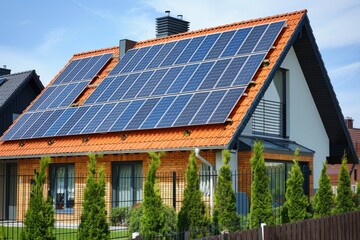 Fototapeta premium House with Solar Panels on Roof