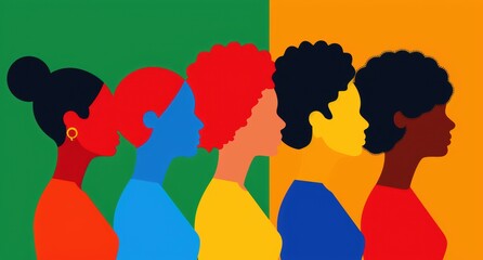 diverse group of colorful silhouettes