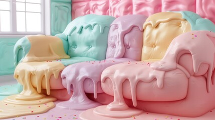 Colorful and whimsical candy-themed furniture and decor