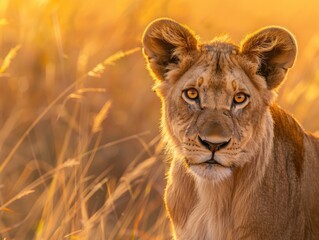 Obraz premium close-up of a majestic lion in the wild