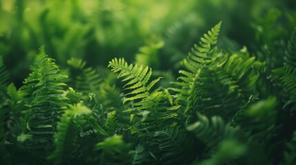 Lush green ferns in a forest setting, showcasing nature's beauty and serenity, perfect for backgrounds or nature-themed projects.