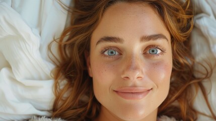 Fototapeta premium close-up portrait of a smiling woman with curly hair