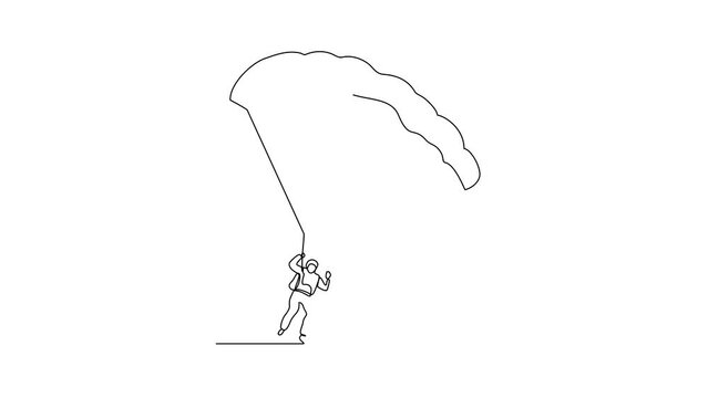 Animated self drawing of paragliding sport video design illustration. Paragliding, an exhilarating dance with the wind and sky. Paragliding is both art and adventure. Sports design in simple linear.