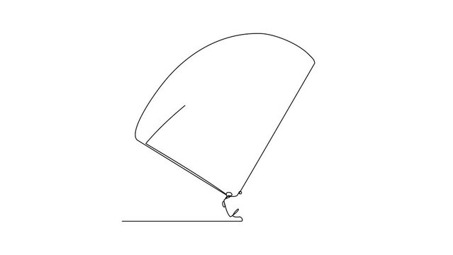Animated self drawing of paragliding sport video design illustration. Paragliding, an exhilarating dance with the wind and sky. Paragliding is both art and adventure. Sports design in simple linear.