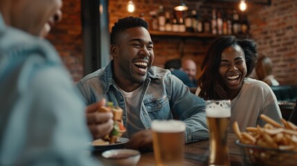 Friends Laughing at a Bar