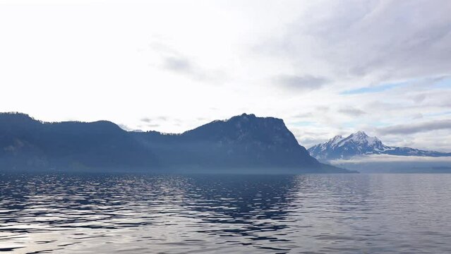 Lake Luzern and the Swiss mountains surrounding the lake. It is the fourth largest lake in the country. 