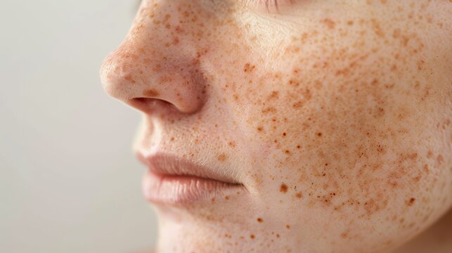 Close-Up of Mature Woman's Skin Showing Improvement in Pigmentation After Laser Treatments