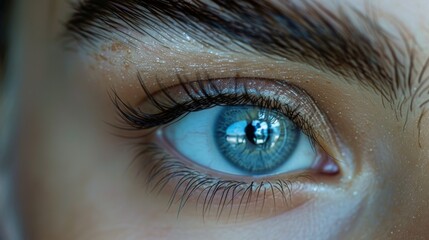 Perfect Eyebrows and lashes: A close-up shot of a model's eyebrows, groomed and filled to perfection. Fashion, beauty, cosmetics.