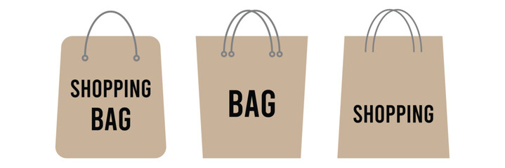 Shopping bag icon set. Paper Bags. Online Shop Symbol. Outline bag symbol. Packages symbol.