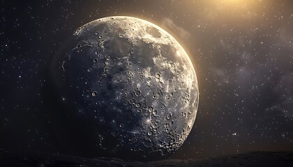 Obraz premium A moon in the sky. Sunset on the moon