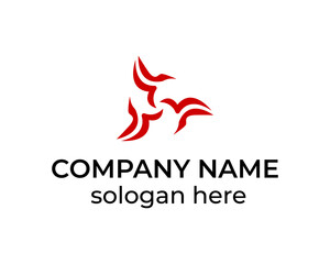 Monogram bird with play icon creative logo design vector template