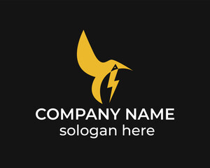 Power sign with bird icon creative logo design