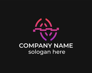 Digital Technology symbol with creative letter V