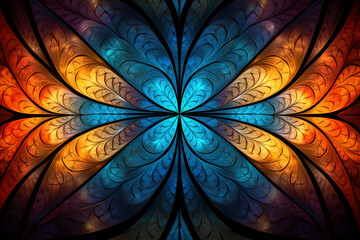 Abstract stained glass texture background , the colored elements arranged in rainbow spectrum.