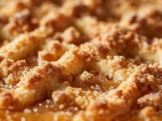Close up of food with sweet pie crumbles