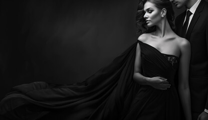Naklejka premium Black dress woman in black fabric