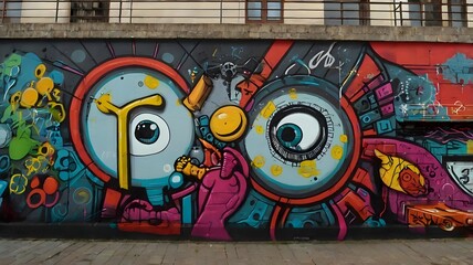 Graffiti on the wall, street art.