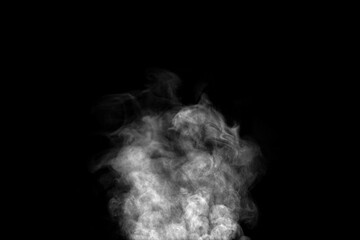 white smoke steam spray. abstract vapor water isolated on a black background. concept of texture cold mist or hot vapor, fog effect, and cloud for design air pollution, element smog
