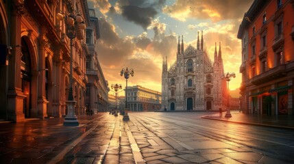 Fototapeta premium the Duomo di Milano, Milan, Italy, Gothic cathedral, architectural masterpiece,nice mood on nice background