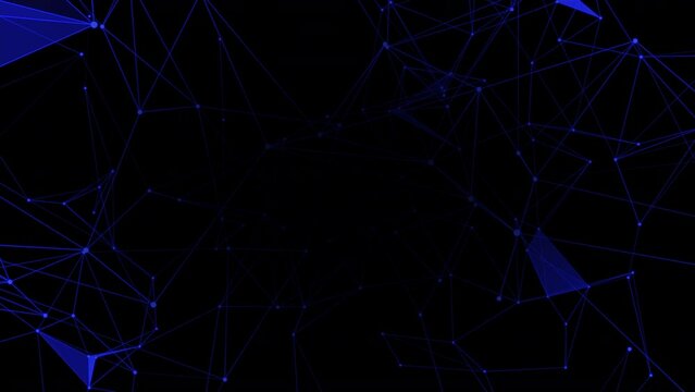 Abstract plexus technology background from animated lines and dots. Polygonal or geometric modern futuristic background. Space for text or logo. Seamless loop. 4k Animation.