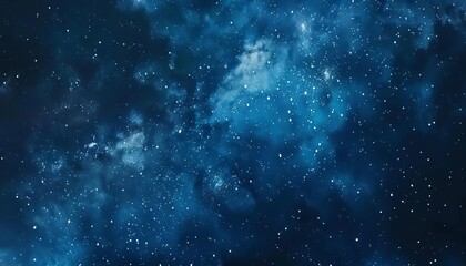 Naklejka premium A dreamy night sky painted in shades of blue, with clusters of stars scattered throughout