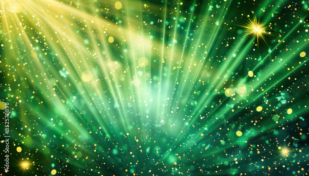 Aufkleber the image features a green and yellow background with rays of light emanating from it