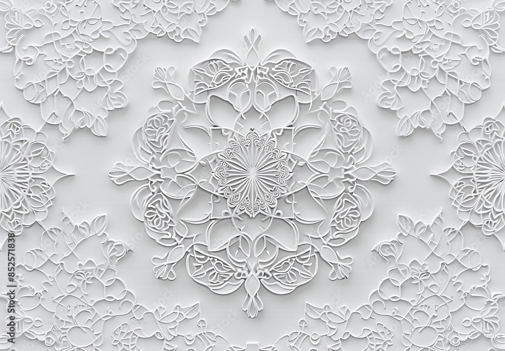 Poster light gray background with subtle islamic geometric patterns