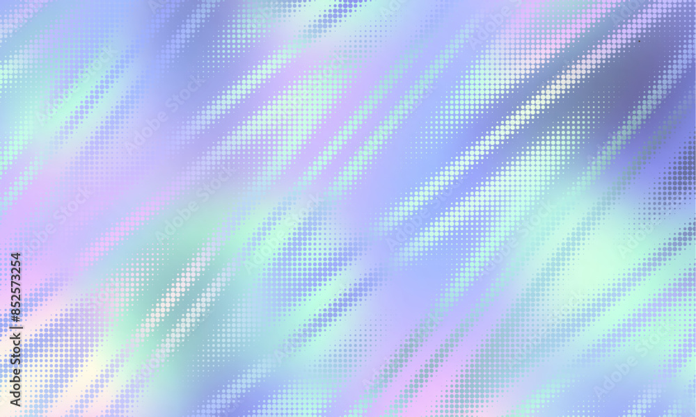Poster Holographic gradient halftone dots background. Vector illustration. Abstract pop art style dots on abstract blur background