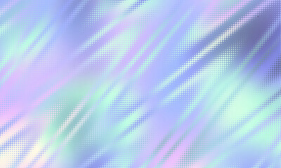 Holographic gradient halftone dots background. Vector illustration. Abstract pop art style dots on abstract blur background