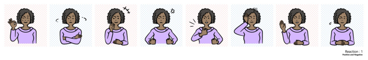 ダイバーシティのイラスト（アフリカ系女性）｜リアクション1
