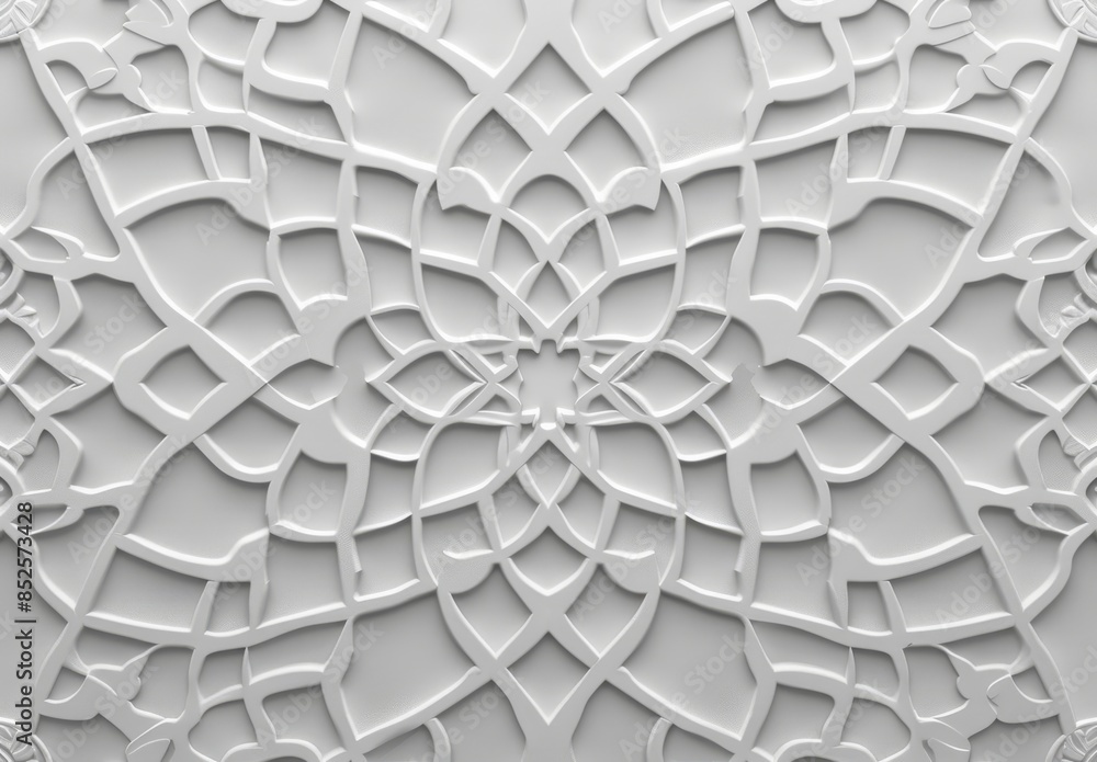 Poster light gray background with subtle islamic geometric patterns