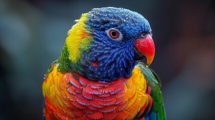 Colorful Parrot: A close-up of a brightly colored parrot perched on a branch, showcasing its vibrant feathers and sharp beak.