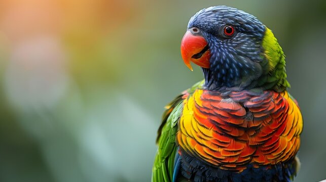 Colorful Parrot: A close-up of a brightly colored parrot perched on a branch, showcasing its vibrant feathers and sharp beak.