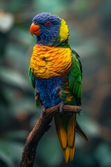 Colorful Parrot: A close-up of a brightly colored parrot perched on a branch, showcasing its vibrant feathers and sharp beak.