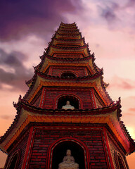 Fototapeta premium Tran Quoc pagoda in Hanoi is the oldest buddhist temple in Hanoi on the island in the West Lake.
