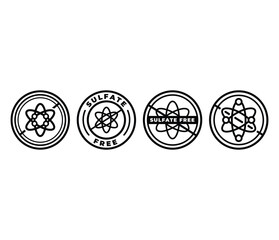 sulfate free icons symbol vector design badge round circle black white color template