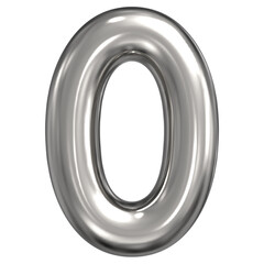3D Rendering Of Number 0 Silver