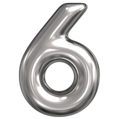 3D Rendering Of Number 6 Silver