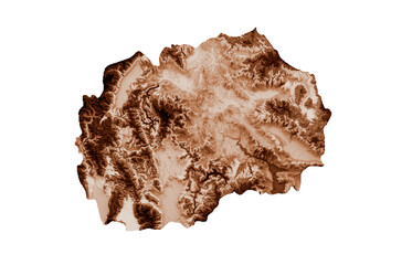 Map of North Macedonia in old style, brown graphics in a retro style Vintage Style. High detailed 3d illustration
