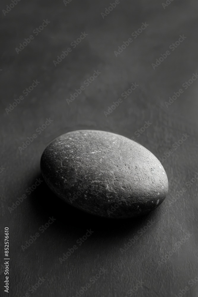 Poster minimalistic close-up of a smooth pebble on a monochrome background, highlighting its natural shape 
