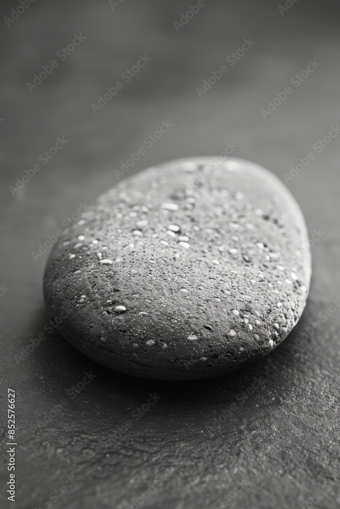 Poster minimalistic close-up of a smooth pebble on a monochrome background, highlighting its natural shape 