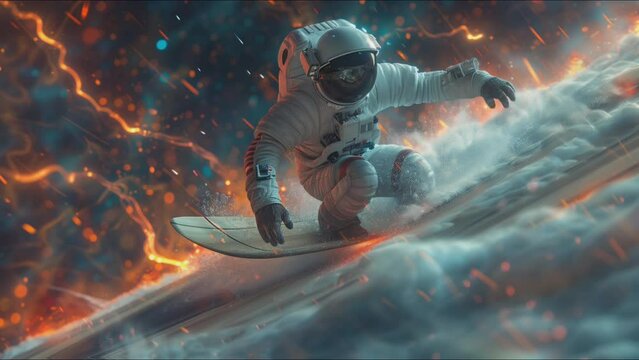 background video of astronauts surfing in space, moving images of astronauts