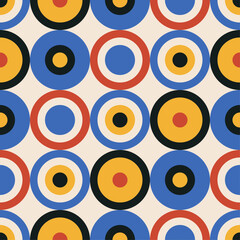 Minimal 20s geometric design seamless pattern with primitive shapes