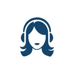 woman podcast app logo vector illustration template design